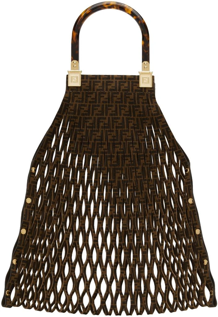商品Fendi|Brown Suede Mesh 'FF' Bag,价格¥18020,第1张图片
