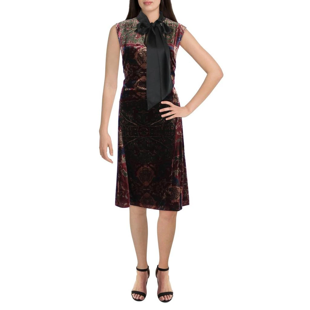 商品Ralph Lauren|Lauren Ralph Lauren Womens Plus Velvet Printed Cocktail and Party Dress,价格¥279,第1张图片