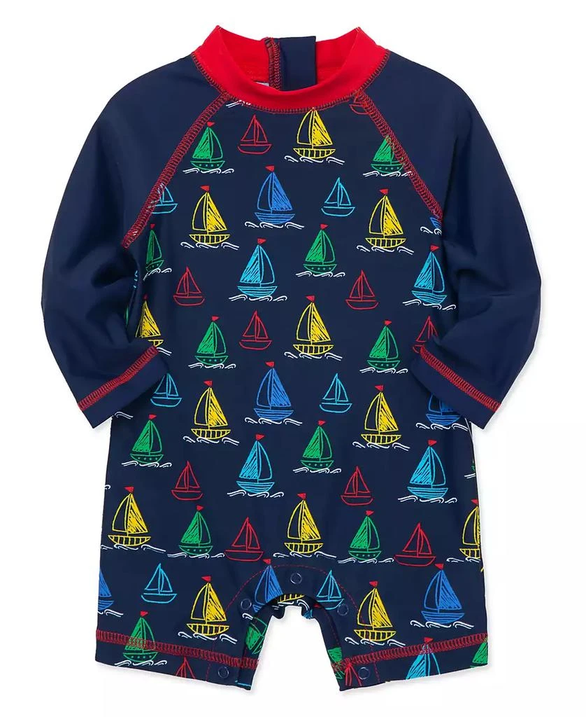 商品Little Me|Baby Boys Boat Long Sleeve Rash Guard Swimsuit,价格¥81,第2张图片详细描述