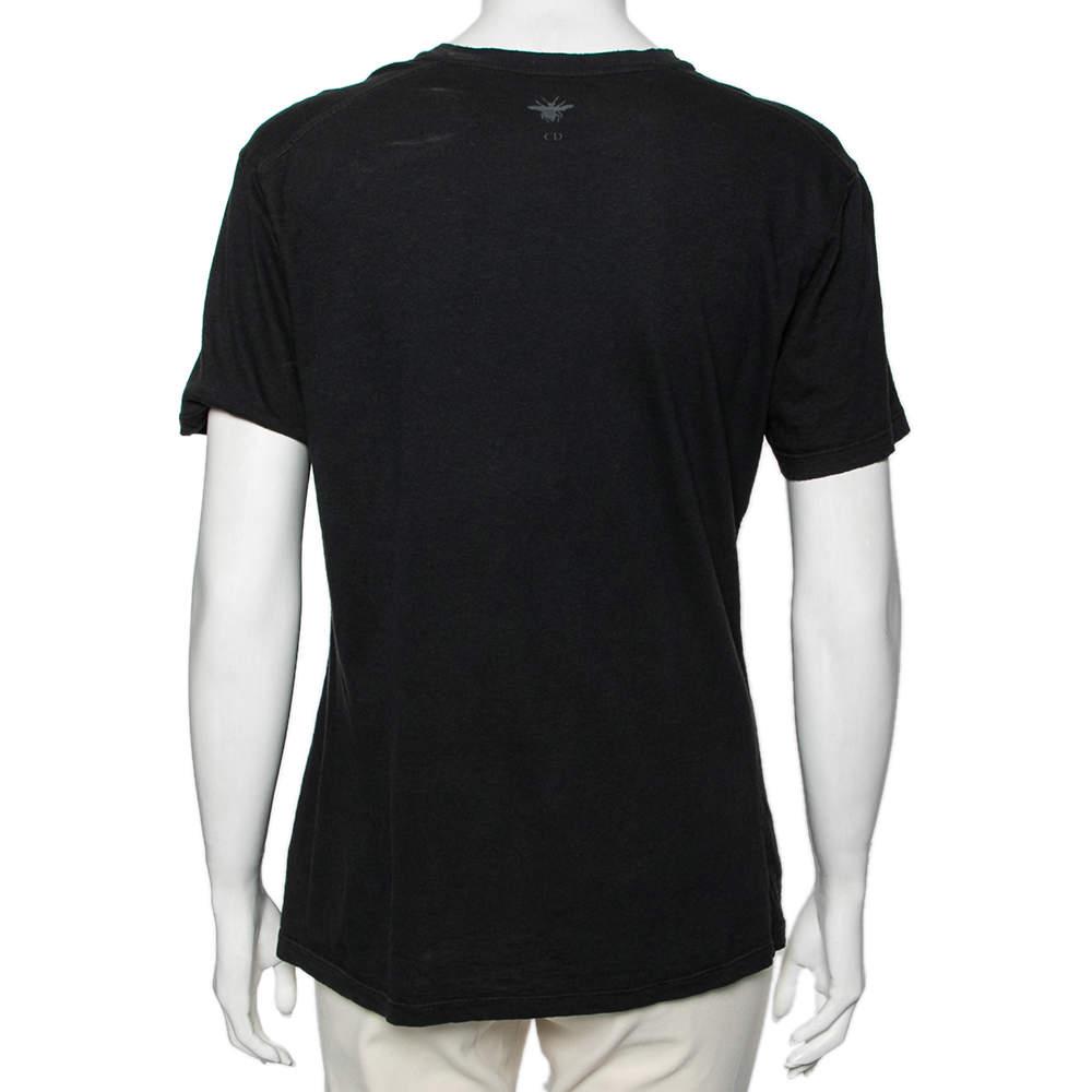 Dior Black Printed Cotton Short Sleeve T-Shirt M商品第3张图片规格展示