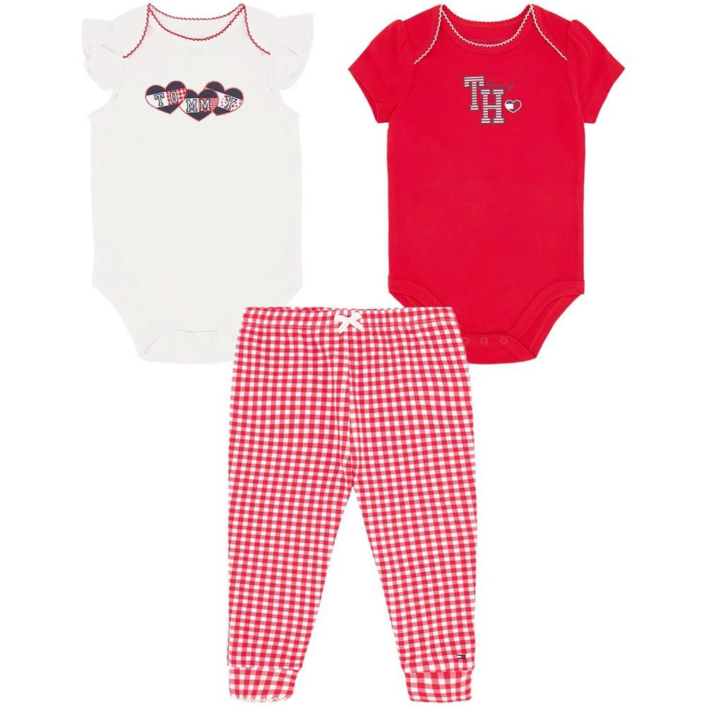 商品Tommy Hilfiger|Baby Girls Signature Bodysuits and Pants, 3 Piece Set,价格¥108,第1张图片