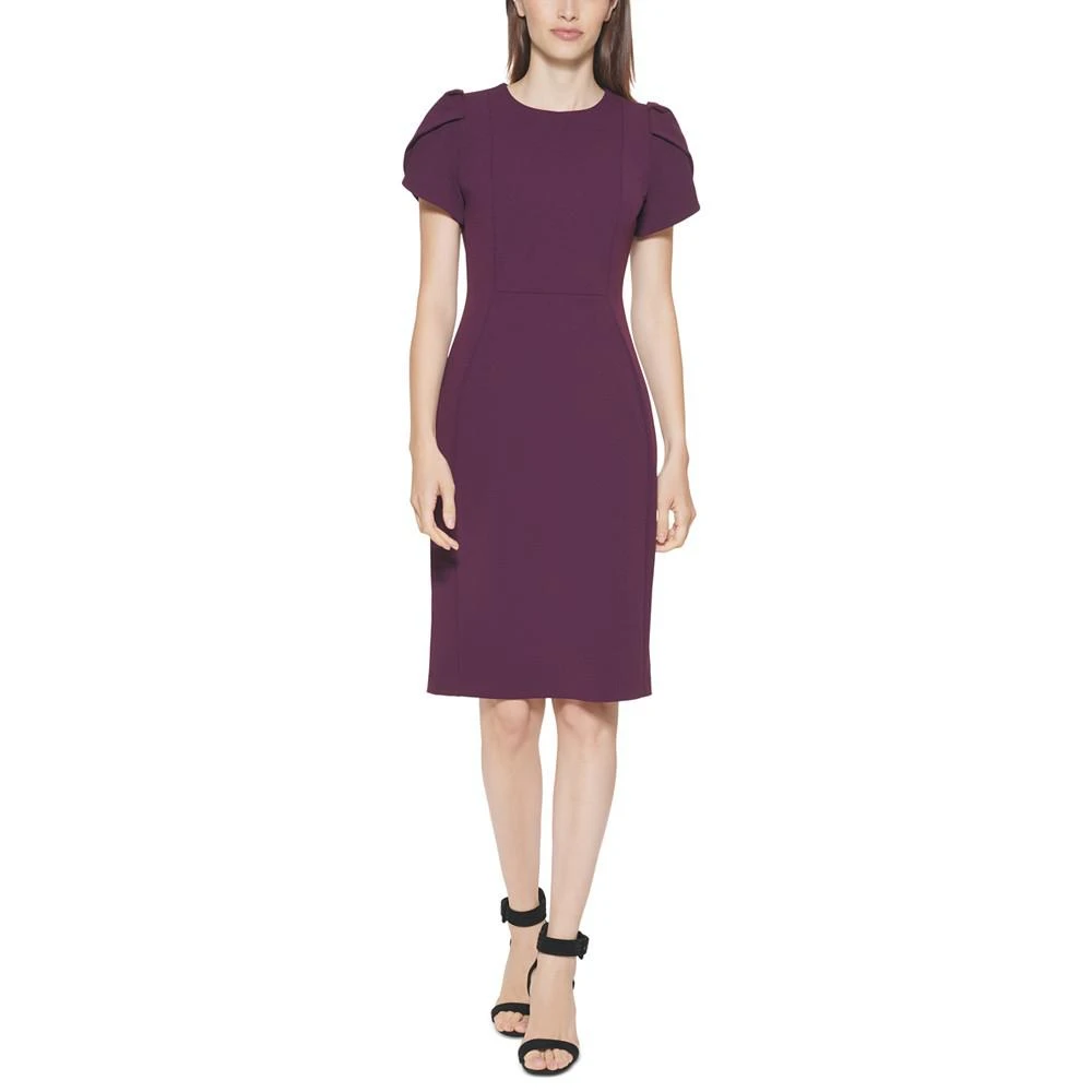 商品Calvin Klein|Tulip-Sleeve Scuba-Crepe Sheath Dress,价格¥751,第1张图片