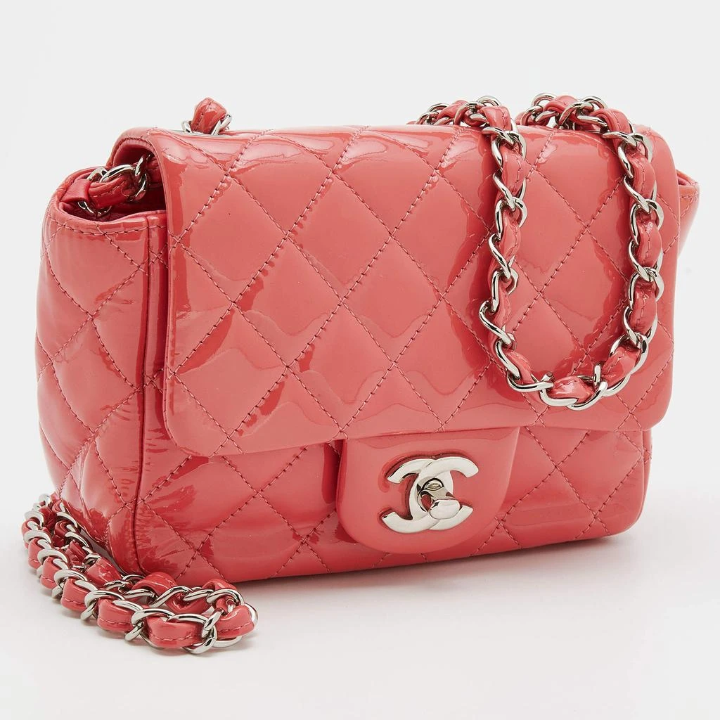 商品[二手商品] Chanel|Chanel Coral Quilted Patent Leather Mini Square Classic Flap Bag,价格¥16822,第3张图片详细描述