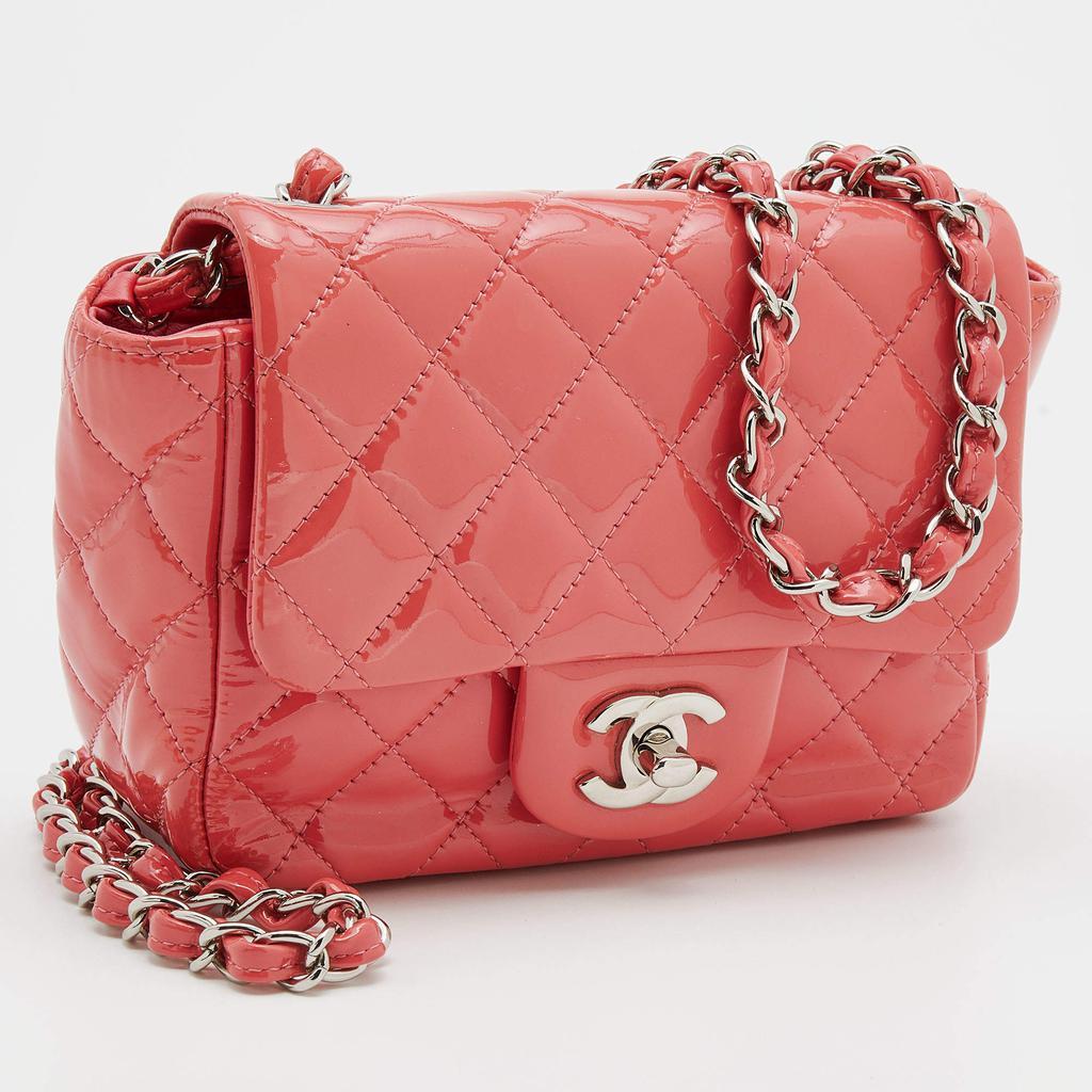 商品[二手商品] Chanel|Chanel Coral Quilted Patent Leather Mini Square Classic Flap Bag,价格¥29359,第5张图片详细描述