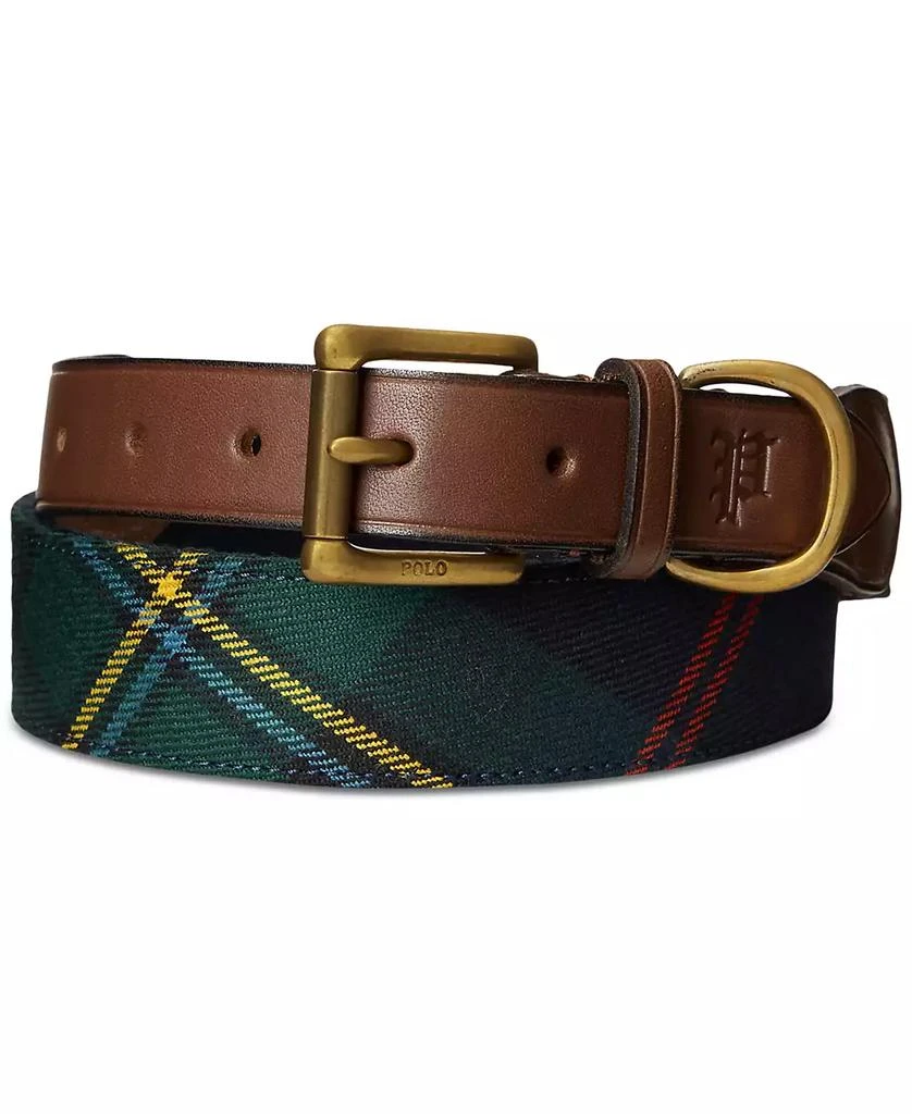 商品Ralph Lauren|Men's Leather-Trim Plaid Belt,价格¥935,第1张图片