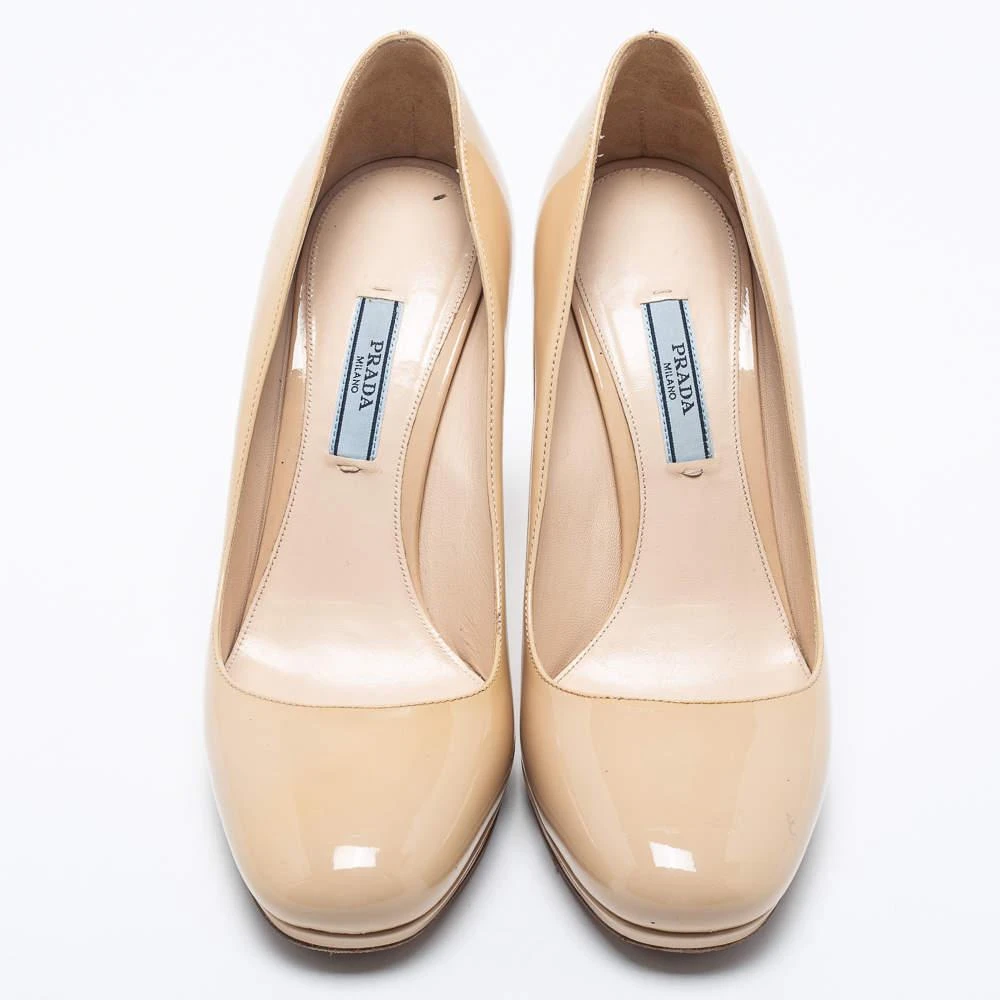 商品[二手商品] Prada|Prada Beige Patent Leather Platform Pumps Size 38,价格¥862,第3张图片详细描述