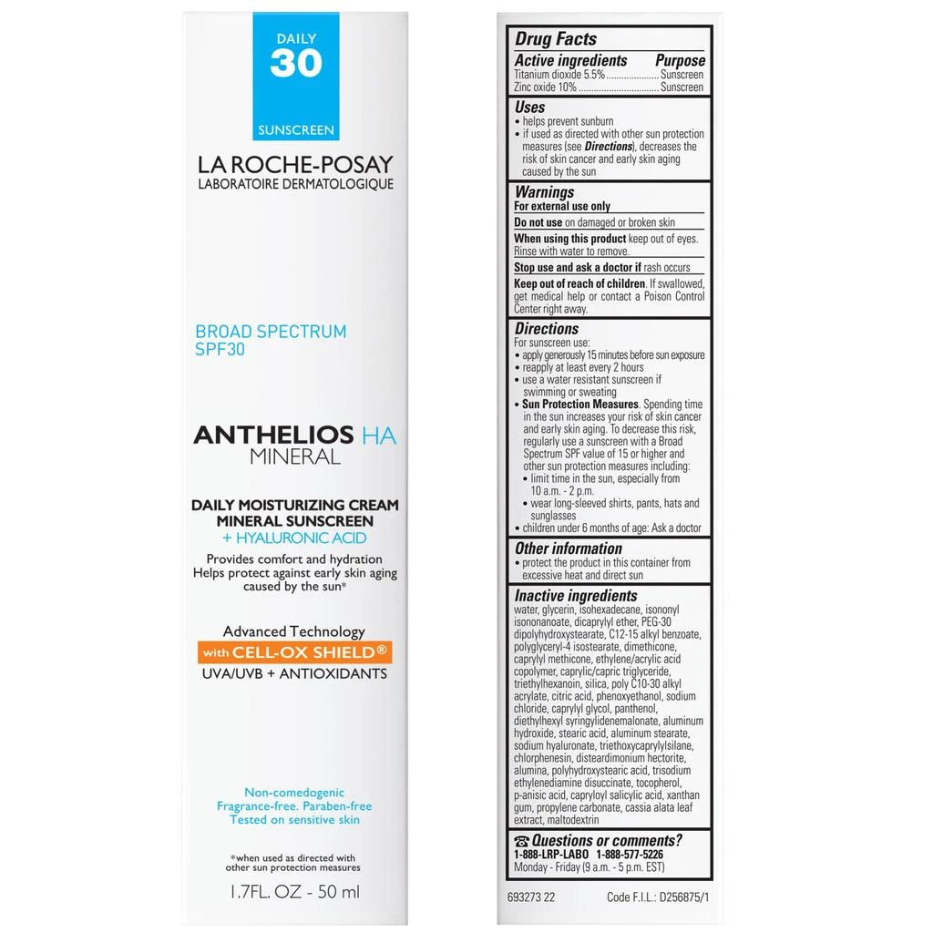 商品La Roche Posay|Anthelios HA Mineral Sunscreen Moisturizer SPF 30,价格¥284,第3张图片详细描述