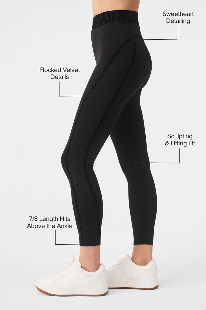 商品Alo|Airlift High-Waist 7/8 Line Up Legging - Black,价格¥1035,第2张图片详细描述