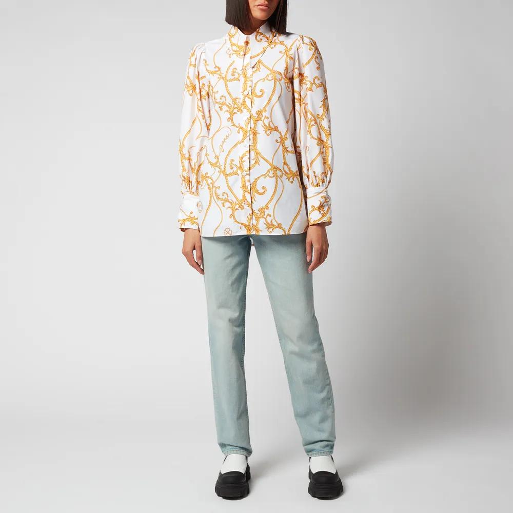 Ganni Women's Printed Cotton Poplin Shirt - Egret商品第3张图片规格展示