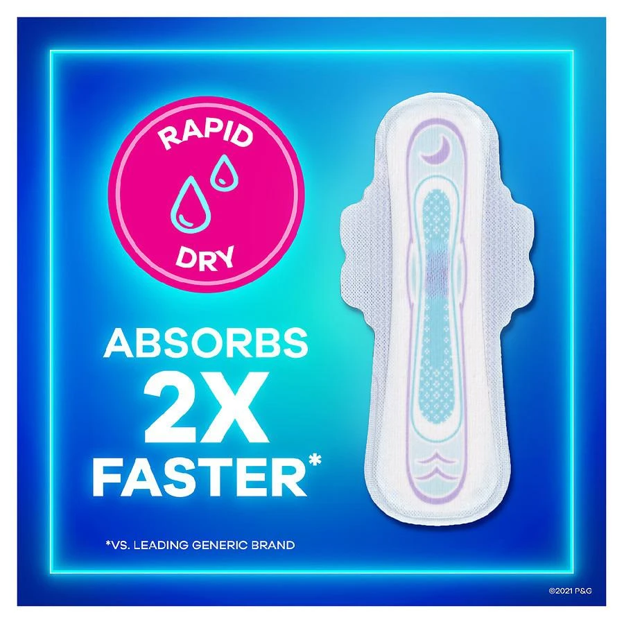 商品Always|Maxi Pads, Overnight with Wings Unscented, Size 4,价格¥67,第2张图片详细描述