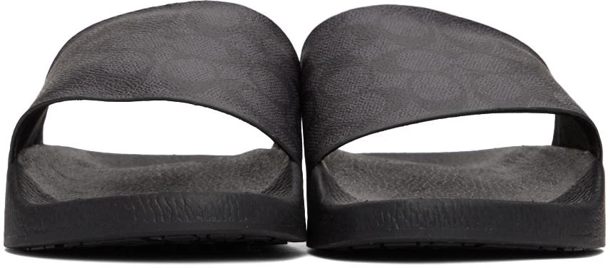 商品Coach|Black & Grey Logo Slide Sandals,价格¥507,第2张图片详细描述