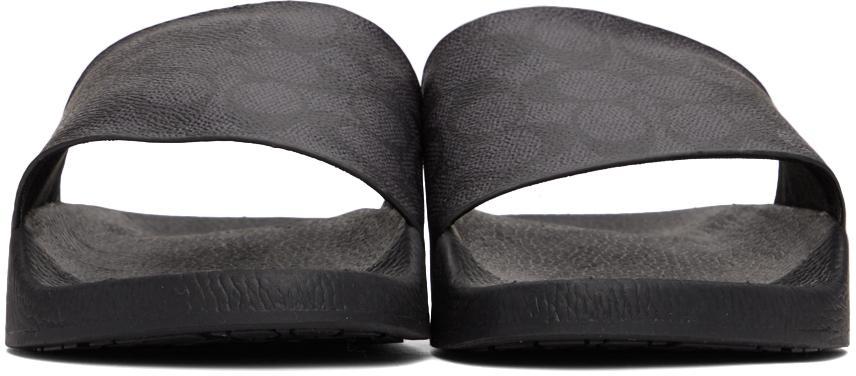 商品Coach|Black & Grey Logo Slide Sandals,价格¥704,第4张图片详细描述
