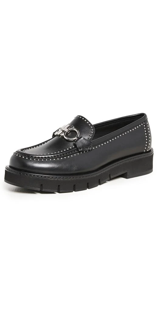 商品Salvatore Ferragamo|Salvatore Ferragamo 菲拉格慕 Rolo 沟纹铆钉装饰浅口船鞋,价格¥2782,第1张图片