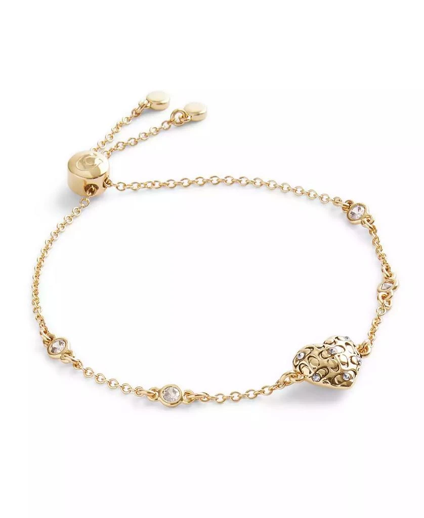 商品Coach|Cubic Zirconia Signature Quilted Heart Slider Bracelet,价格¥707,第1张图片