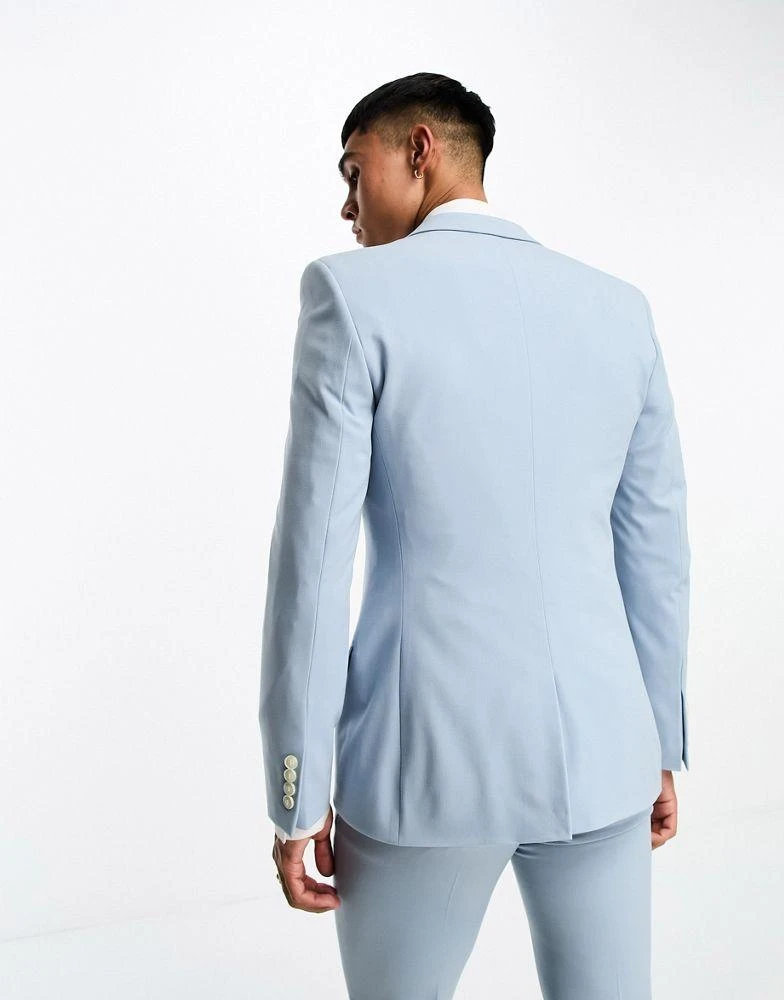 商品ASOS|ASOS DESIGN wedding super skinny suit jacket in pale blue,价格¥235,第3张图片详细描述