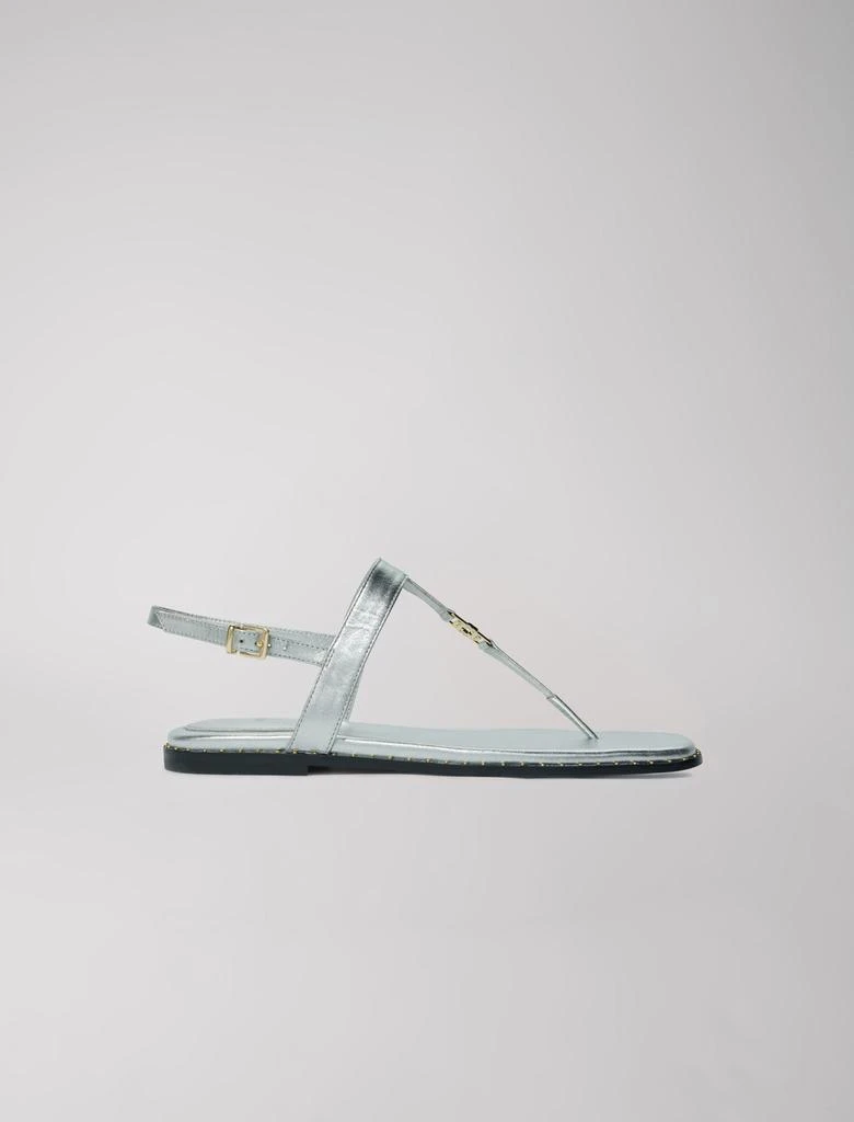 商品Maje|Maje Mixte's zinc, Leather sandals with silver straps for Spring/Summer,价格¥1658,第1张图片