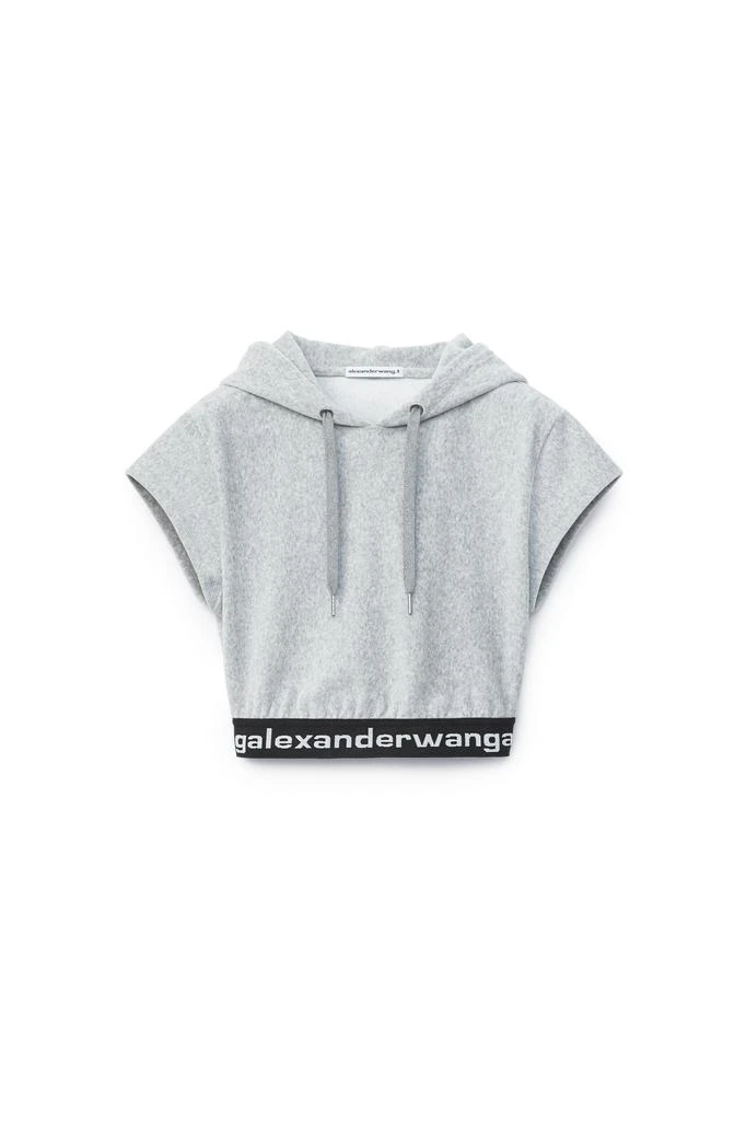 商品Alexander Wang|CAP SLEEVE HOODIE IN STRETCH CORDUROY,价格¥879,第1张图片