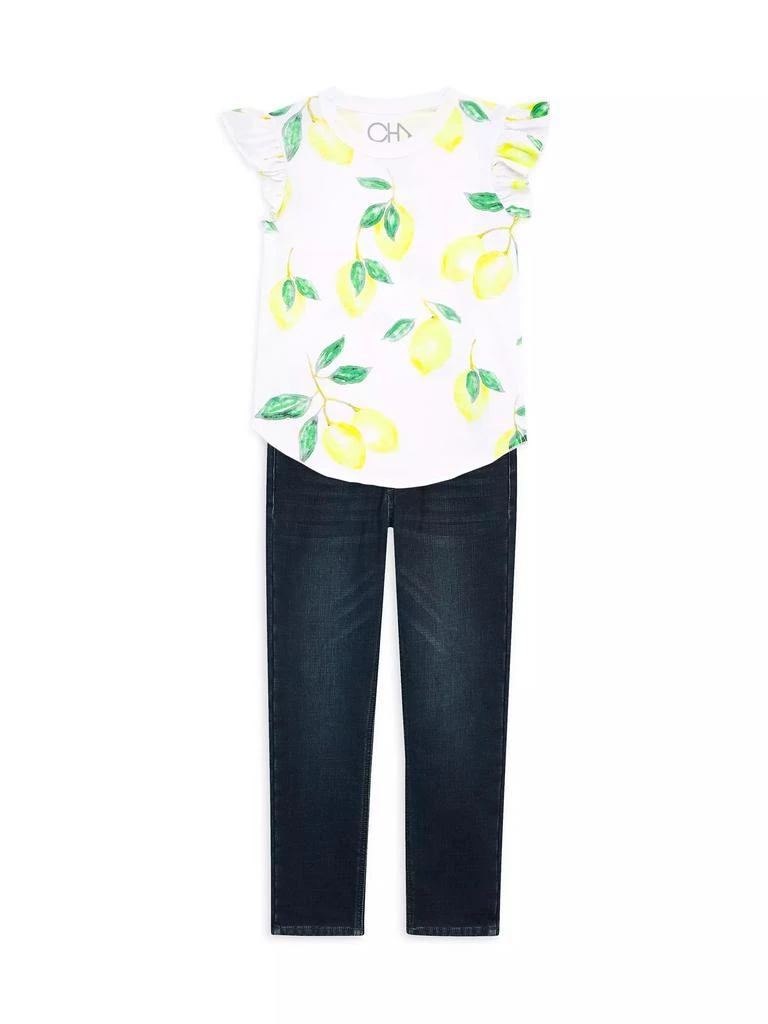 商品Chaser|Little Girl's Lemon Print Flutter Sleeve T-Shirt,价格¥138,第2张图片详细描述
