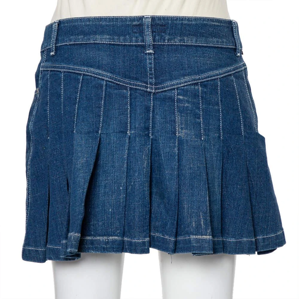 商品[二手商品] Burberry|Burberry Navy Blue Denim Pleated Detail Mini Skirt S,价格¥808,第3张图片详细描述