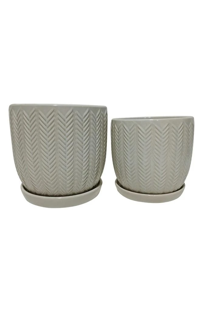商品DREW ROSE DESIGNS|Stacked Chevron Ceramic Planter - Set of 2,价格¥289,第1张图片