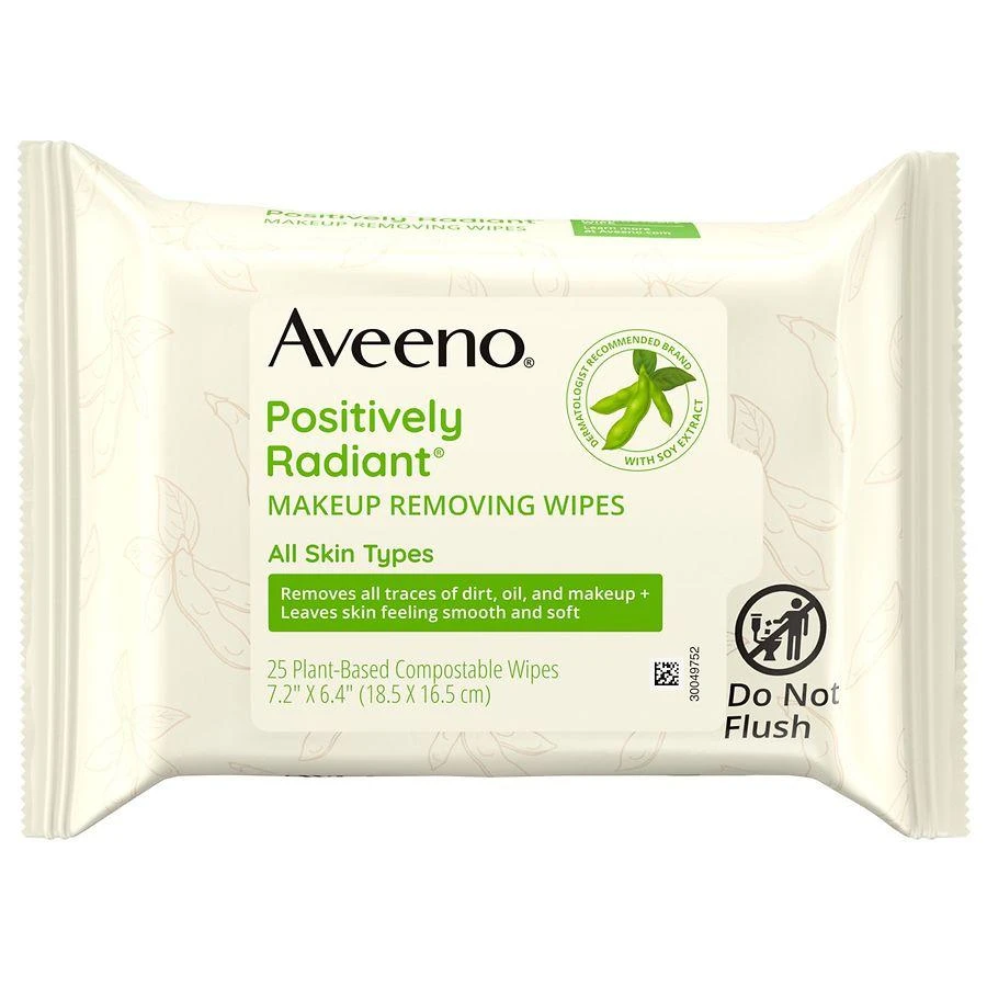 商品Aveeno|Positively Radiant Oil-Free Makeup Removing Face Wipes,价格¥75,第1张图片