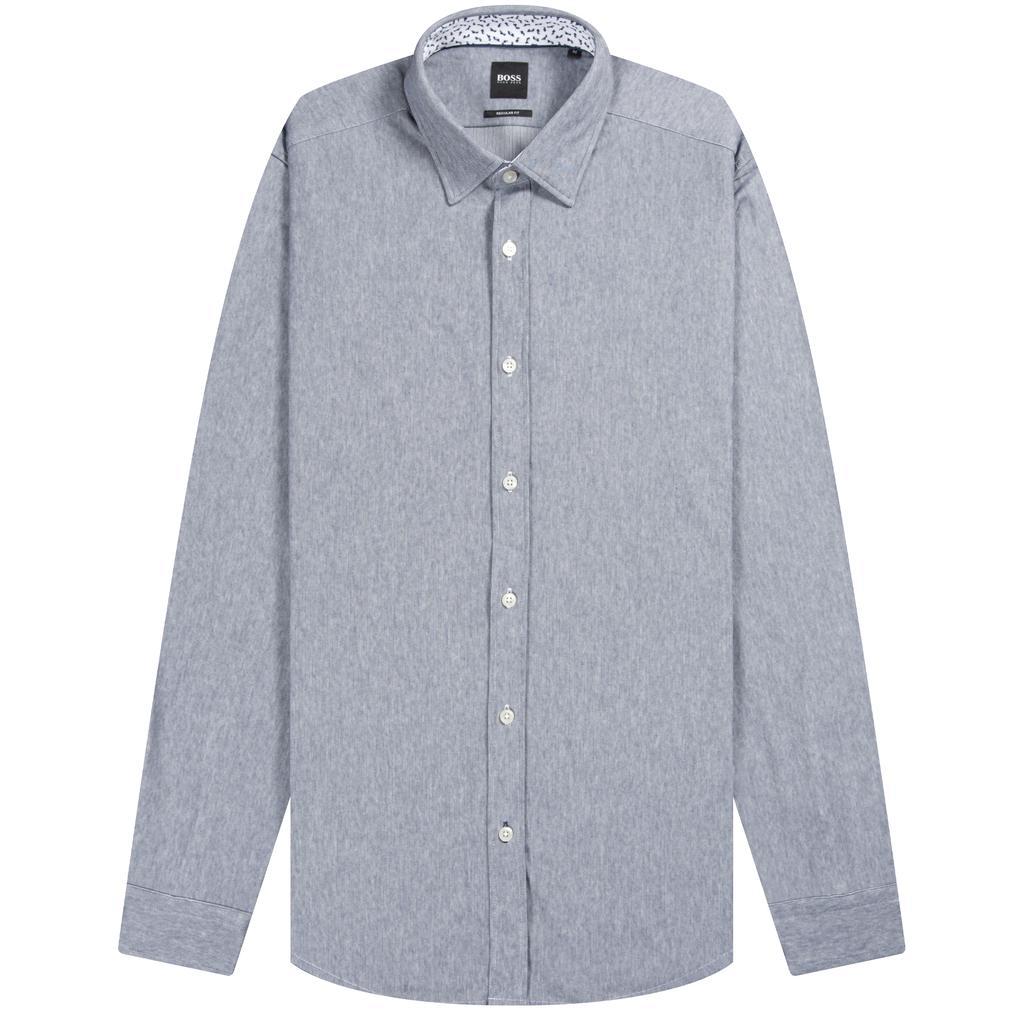 商品Hugo Boss|HUGO BOSS Jersey Slim Fit Shirt Blue/Grey,价格¥448,第1张图片