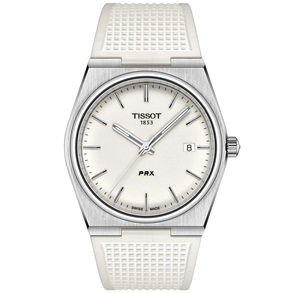 商品Tissot|Men's Swiss Automatic PRX White Rubber Strap Watch 40mm,价格¥2759,第1张图片