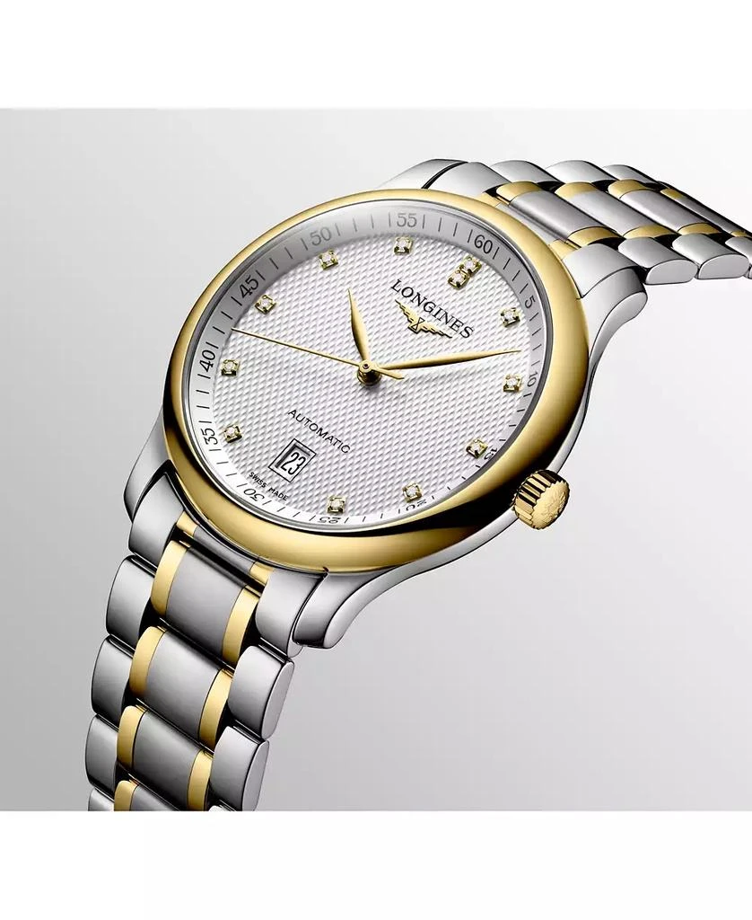 商品Longines|Men's Swiss Automatic Master Diamond Accent 18k Gold and Stainless Steel Bracelet Watch 39mm L26285777,价格¥30379,第3张图片详细描述