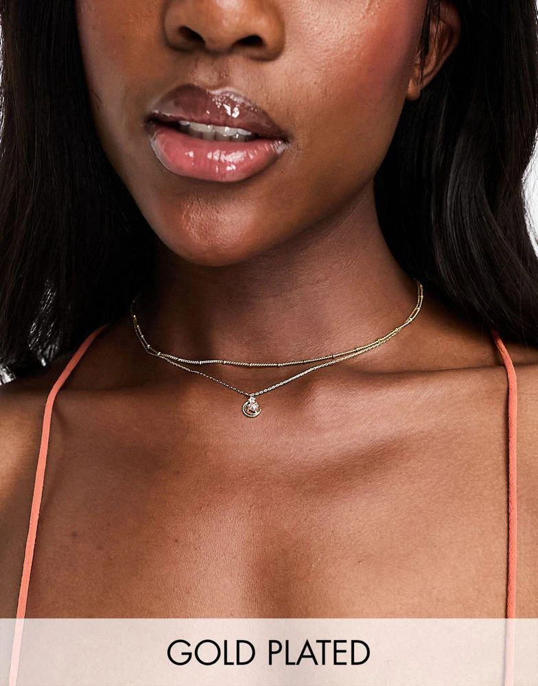 商品Girls Crew|Girls Crew Luna Love 18k gold plated moon layered necklace,价格¥321,第1张图片