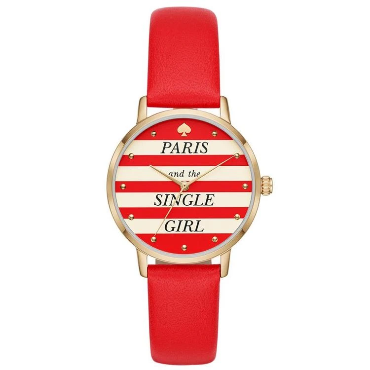 商品Kate Spade|Women's Metro Red Leather Strap Watch 34mm,价格¥1459,第1张图片