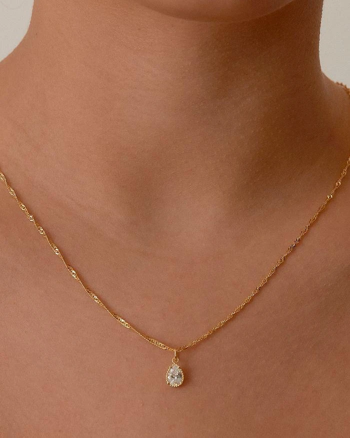 商品Argento Vivo|Teardrop Cubic Zirconia Pendant Necklace in 14K Gold Plated Sterling Silver, 16"-18",价格¥292,第2张图片详细描述