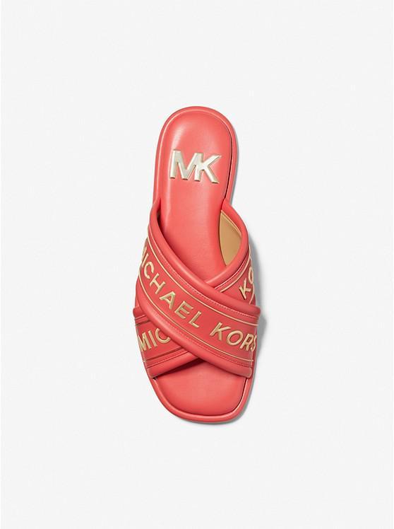 商品Michael Kors|Gideon Embellished Faux Leather Slide Sandal,价格¥511,第5张图片详细描述