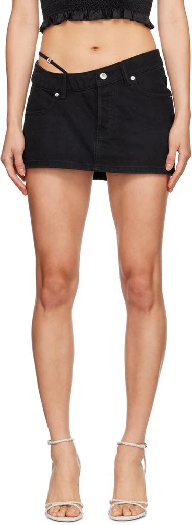 商品Alexander Wang|Black Diamante A Charm Denim Miniskirt,价格¥1812,第1张图片