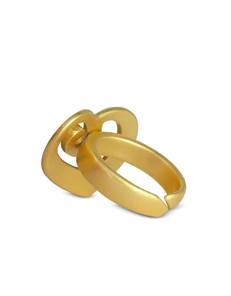 商品Stefano Patriarchi 帕特雅克|金银色刻纹镂空心形戒指,价格¥1631,第5张图片详细描述