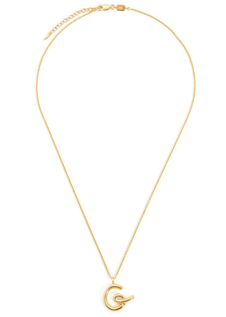 G initial 18kt gold-plated necklace商品第1张图片规格展示