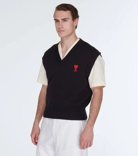 商品AMI|Logo cotton and wool sweater vest,价格¥1603,第3张图片详细描述