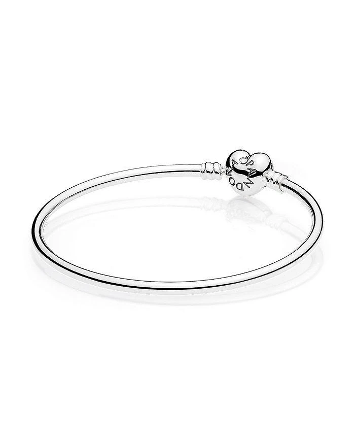 商品PANDORA|Sterling Silver Logo Smooth Heart Clasp Bangle,价格¥483,第2张图片详细描述