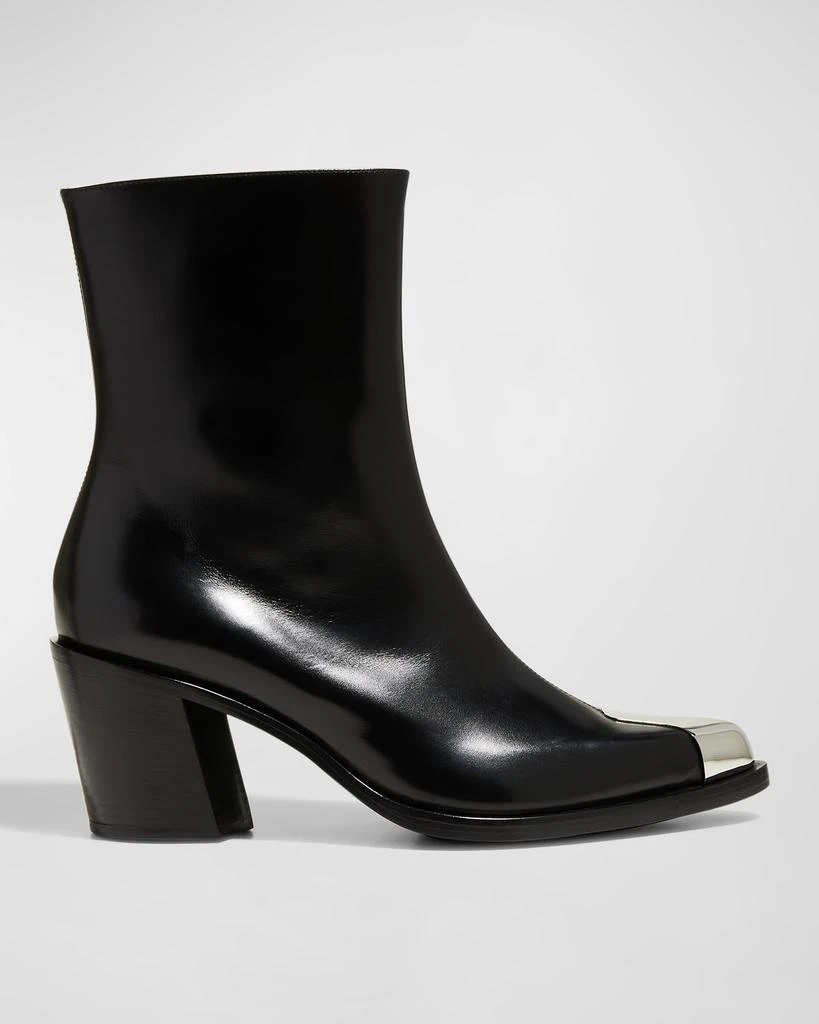 商品Alexander McQueen|Boxcar Calfskin Cap-Toe Ankle Booties,价格¥3928,第1张图片