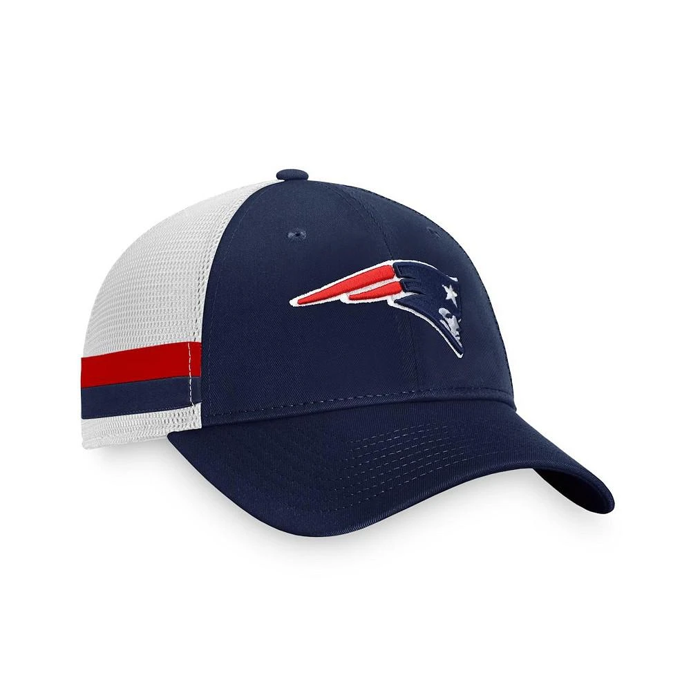 商品Fanatics|Men's Branded Navy, White New England Patriots Iconic Team Stripe Trucker Snapback Hat,价格¥152,第3张图片详细描述