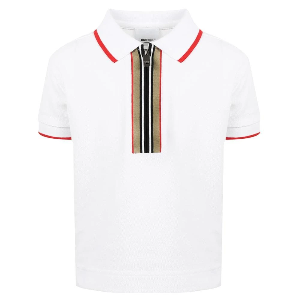 商品Burberry|White Mini Samuel Short Sleeve Polo Shirt,价格¥910,第1张图片