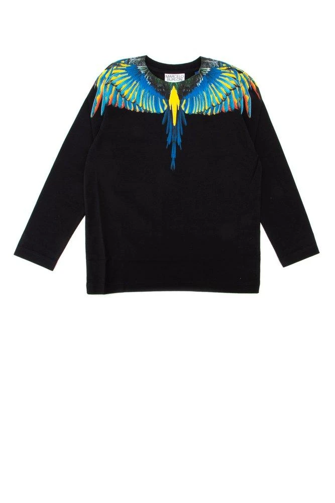 商品Marcelo Burlon|Marcelo Burlon County Of Milan Kids Wings Printed Long Sleeve T-Shirt,价格¥998,第1张图片
