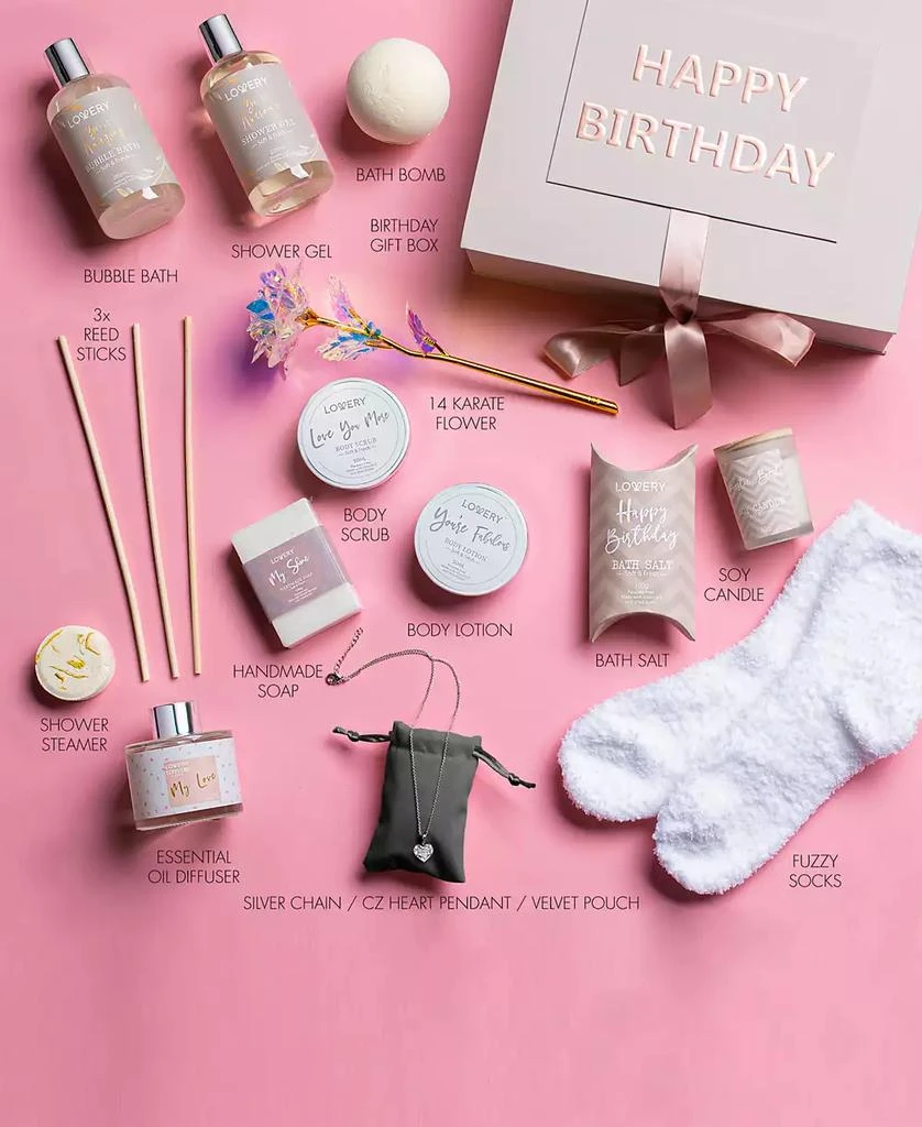 商品Lovery|Birthday Gift Basket, Birthday Spa Gift Box, Body Care Gift Set, 20 Piece,价格¥561,第3张图片详细描述