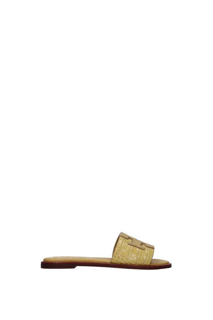 商品Tory Burch|Slippers and clogs Leather Yellow,价格¥898,第1张图片
