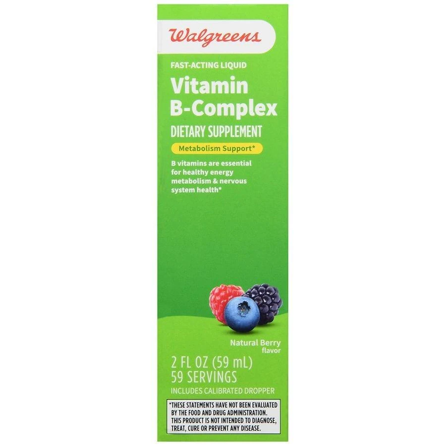 商品Walgreens|Vitamin B-Complex Fast-Acting Liquid (59 days) Natural Berry,价格¥84,第2张图片详细描述