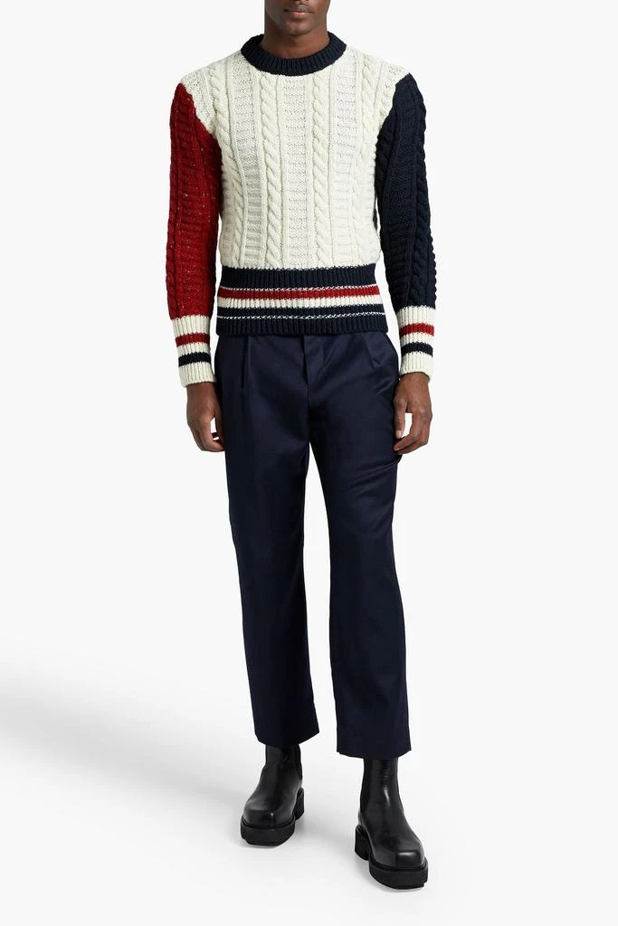 商品Thom Browne|Striped cable-knit wool and mohair-blend sweater,价格¥4858,第2张图片详细描述