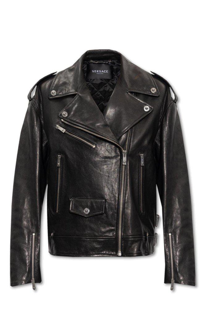 Versace Zip-Up Long-Sleeved Biker Jacket商品第1张图片规格展示