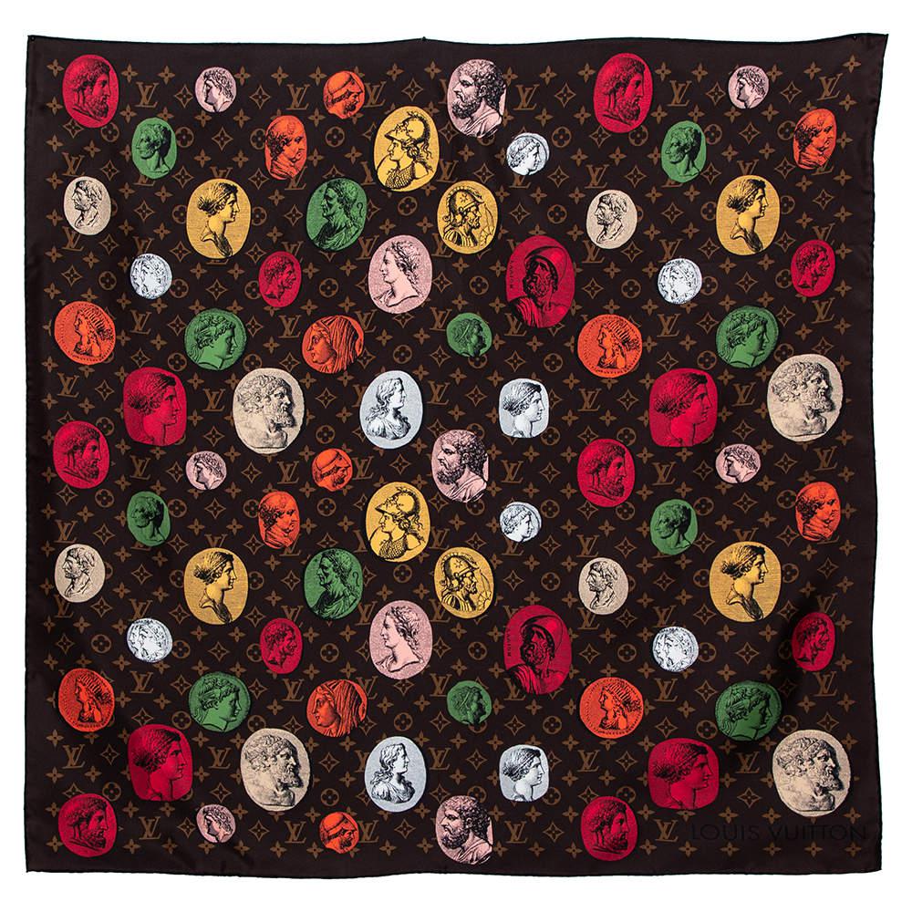 Louis Vuitton X Fornasetti Brown Monogram Silk Cameo Square Scarf商品第1张图片规格展示