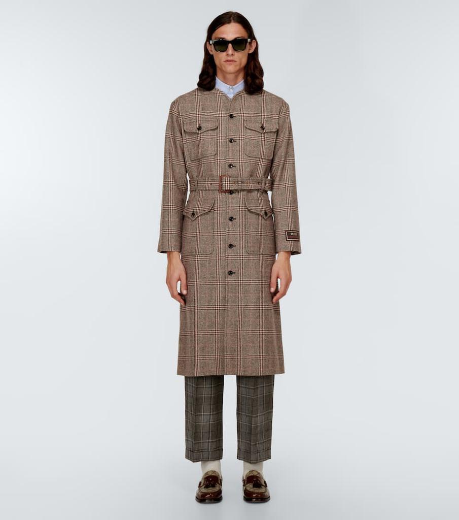 商品Gucci|羊毛混纺格纹大衣,价格¥31715,第4张图片详细描述
