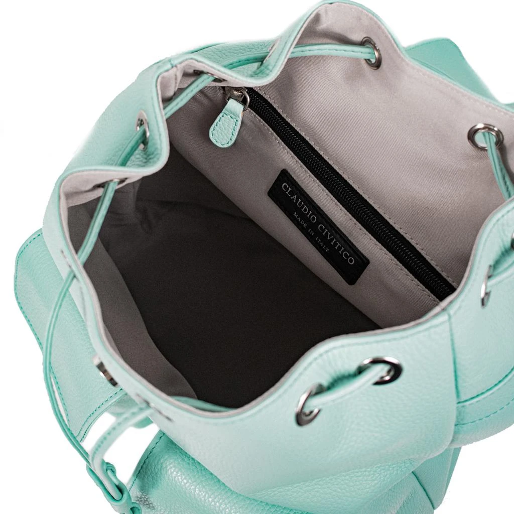商品Claudio Civitico|Pebbled Leather Backpack Light Green,价格¥2287,第4张图片详细描述