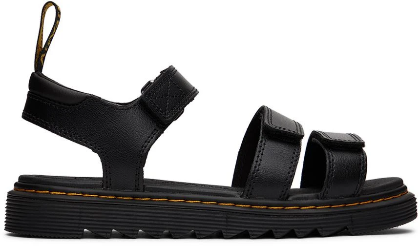 商品Dr. Martens|Kids Black Klaire Leather Strap Big Kids Sandals,价格¥320,第1张图片